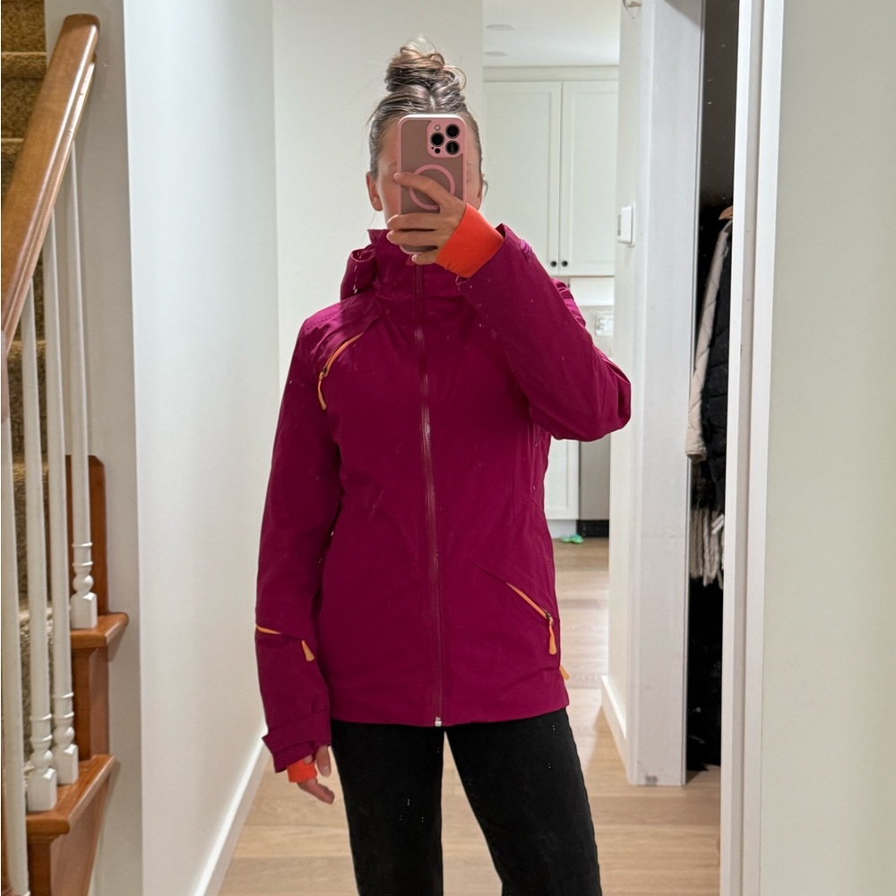 The North Face Pink Ski Jacket Fitted Silhouette High Collar